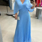 💃 Half Ruffled Sleeves Solid Color V-Neck Maxi Dresses