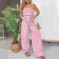 🎁Hot sale ☀️ Summer Vibes! 🌈 Simple Striped Strapless Wide-Leg Jumpsuit – Effortless Chic & Comfort 💃✨