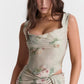 Floral print vintage side split dress