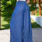High Waist Zipper Wide Leg Denim Women Pants