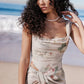 Floral print vintage side split dress