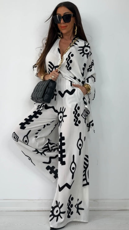Women's Fashion Printed Two Piece Set