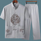 Middle-age Men's Ice silk Short-sleeve 2-piece Tang suit