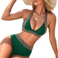 Women's swimsuit with wavy pattern and V-neck, sexy, holiday swimsuit with slit