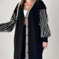 Balloon Sleeve Striped Knitwear Cardigan & Pants Two-piece Set