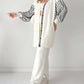Balloon Sleeve Striped Knitwear Cardigan & Pants Two-piece Set