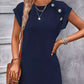 Solid Color Round Neck Slimming A-Line Dress