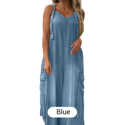 🎉Limited Sale 50% OFF💕Women's Loose Adjustable Straps Wide-Leg Jumpsuit with Pockets