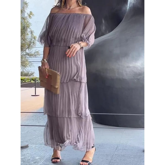 Elegant chiffon cake long dress