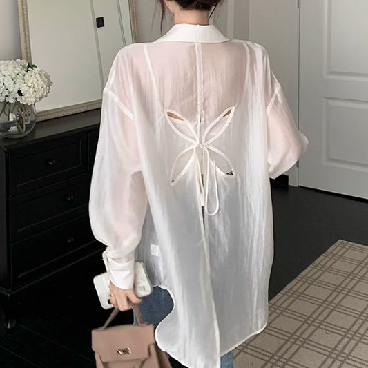 Casual Hollow Summer Sunscreen Shirt for Women