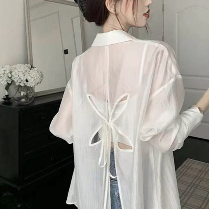 Casual Hollow Summer Sunscreen Shirt for Women