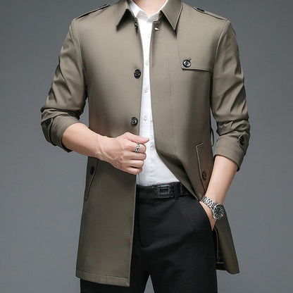 ✨50% off this week✨-Medium-length business style trench coat for men.
