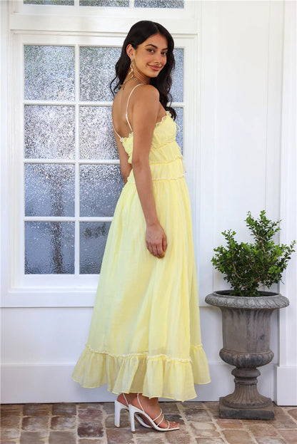 Gentle Sleeveless Pleated Lace Midi Dress