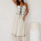Gentle Sleeveless Pleated Lace Midi Dress