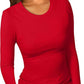 ✨NEW YEAR SALE🤩Women’s Solid Round-Neck Long-Sleeve Slim Fit Tops