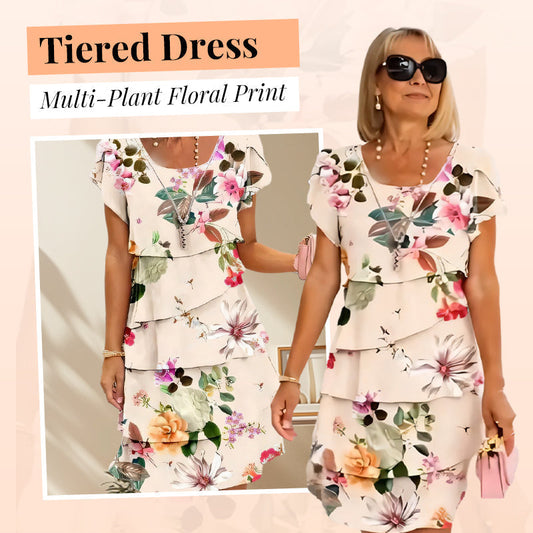 💃SUMMER HOT SALE 49% OFF🎁Multi-plant Floral Print Cascade Dress
