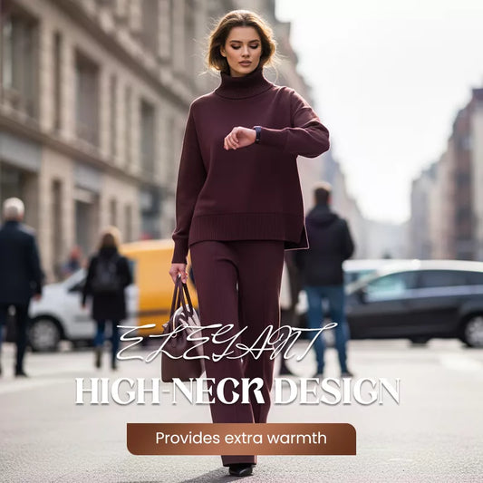 High-Neck Side-Zip Sweatshirt & Pants Set