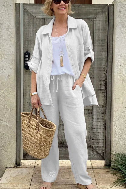 🔥49% off💟💟Two-piece cotton and linen shirt set