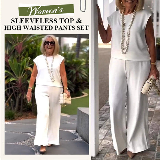 Hot sale 65%OFF🔥Women's Crew Neck Sleeveless Top and Pants Set
