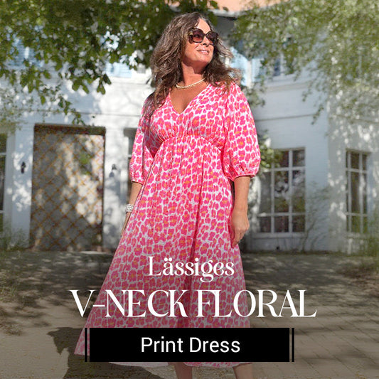 🎨New Arrival 50% Off💥Women's V-Neck Printed Dress – Brushstrokes of Summer🌺