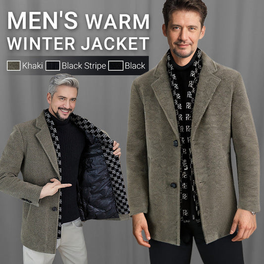 FREE SHIPPING🎁Men’s Stylish Notched Lapel Winter Tweed Jacket with White Duck Down Lining