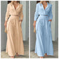 Elegant two-piece set: long-sleeved top with cuffs and high-waisted pants