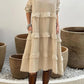Women's Long Sleeve Round Neck Ruffle Dresses