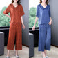 Women's Noble Elegant Short-sleeve Wide-leg Pants 2-piece Set