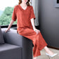 Women's Noble Elegant Short-sleeve Wide-leg Pants 2-piece Set