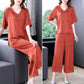 Women's Noble Elegant Short-sleeve Wide-leg Pants 2-piece Set