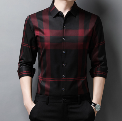 High quality men's long sleeve plaid shirt