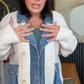 Women’s Denim-Patchwork Knitted Sweater Jacket