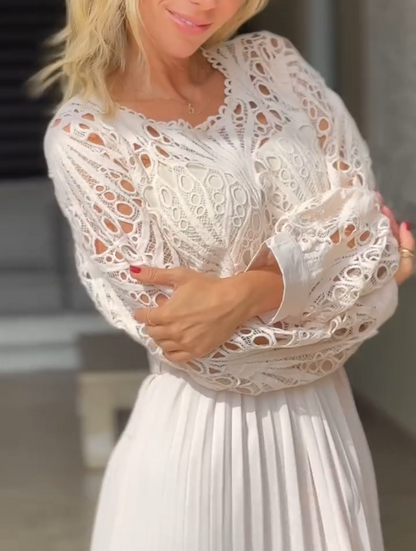 Women's Lace Hollow Pleat Dress