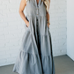 Women's  V Neck Striped Button Front Tiered Dress👗Buy 2 Save 10%