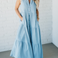 Women's  V Neck Striped Button Front Tiered Dress👗Buy 2 Save 10%