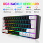 Compact 61-Key RGB Luminous Translucent USB Keyboard