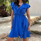 🎉Summer New Arrivals👗Women's Elegant Waist Tie V-Neck Ruffle Dress