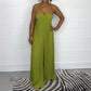 Women's Sexy Strap Loose Jumpsuit with Pleated Design