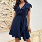 🎉Summer New Arrivals👗Women's Elegant Waist Tie V-Neck Ruffle Dress