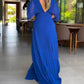 💃 Half Ruffled Sleeves Solid Color V-Neck Maxi Dresses