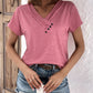 Button Detail V Neck Tee