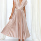 Timeless Elegance: Draped V-Neck Pleated Skirt Dress
