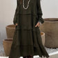 Women's Long Sleeve Round Neck Ruffle Dresses