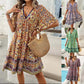👗Minikleid mit Blumenmuster und V-Ausschnitt und kurzen Ärmeln für Damen