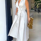 Sleeveless Solid Color Lapel Midi Dresses