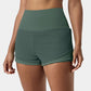 High Waisted Mesh Back Waistband Pocket 2-in-1 Casual Shorts