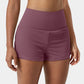 High Waisted Mesh Back Waistband Pocket 2-in-1 Casual Shorts