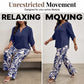 Women's V-Neck Top & Print Wide-Leg Pants Set