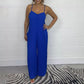 Women's Sexy Strap Loose Jumpsuit with Pleated Design
