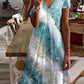 Blue Short Sleeve Print Mini Dress